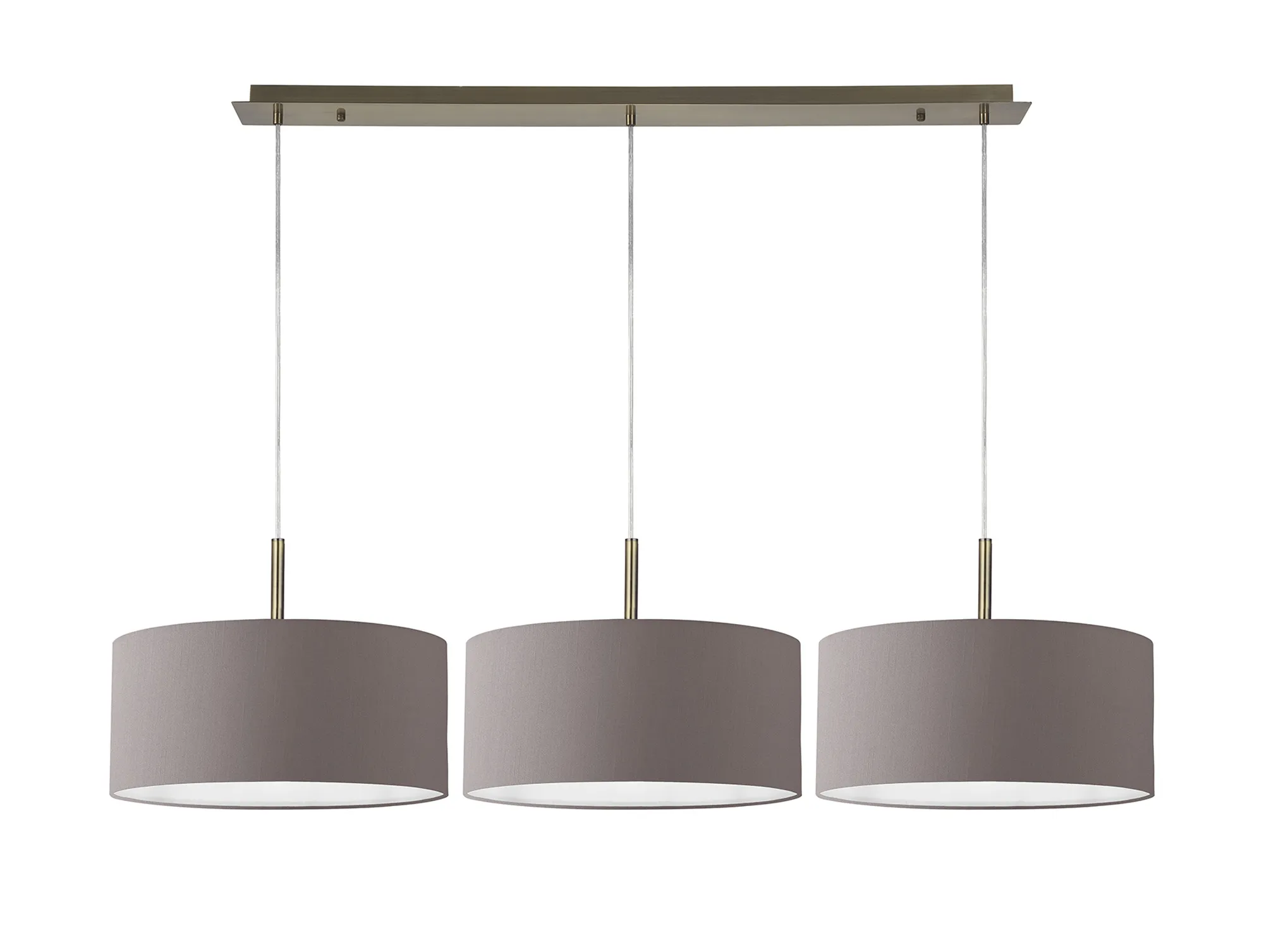 Baymont 40cm Shade 3 Light Pendant Antique Brass, Grey DK0584  Deco Baymont AB GR